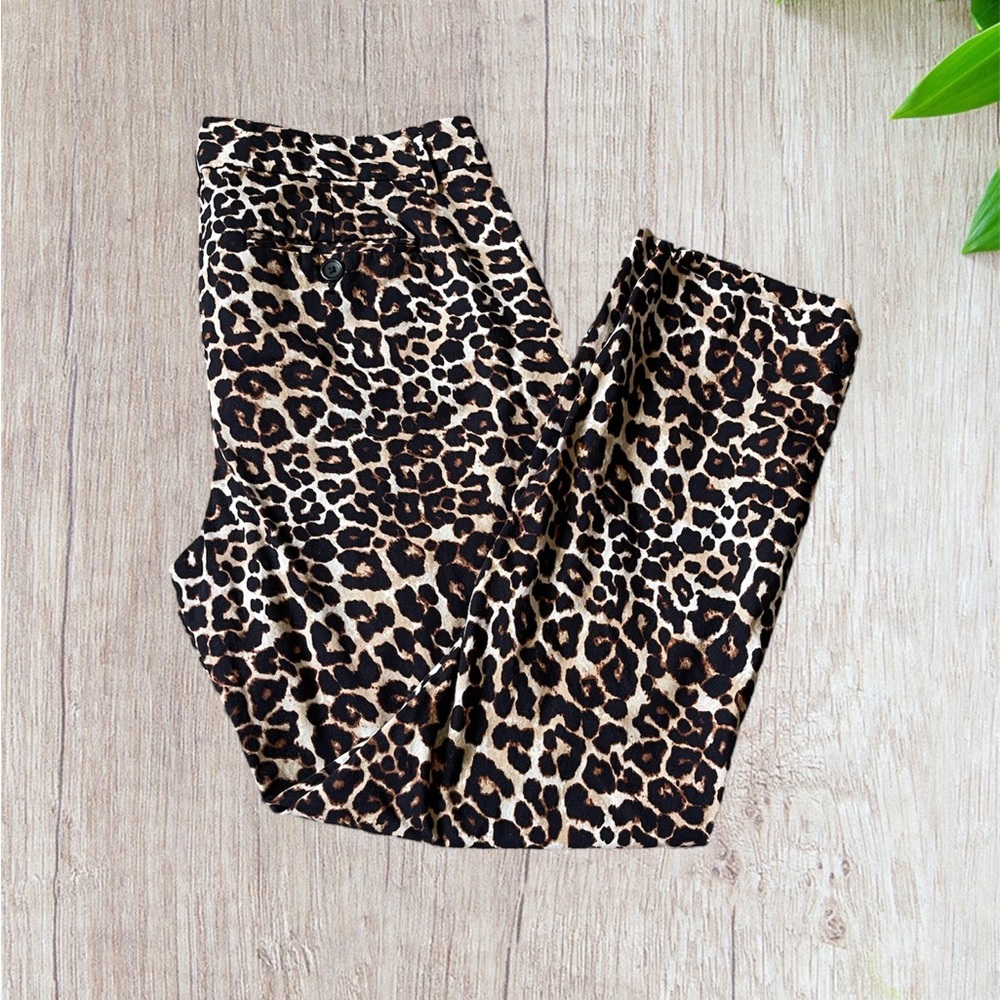a.n.a Leopard Print Mid-Rise Straight Leg Ankle Length Size 12